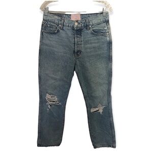 Revice high rise straight leg distressed jeans